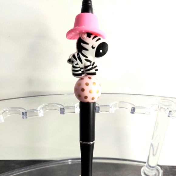 New Hand Crafted Cowboy Zebra Bubblegum Beaded Pen. - Picture 2 of 3